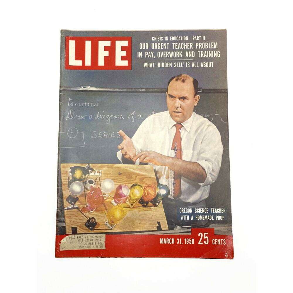 LIFE Magazine March 31 1958 Oregon Science Teacher Cover Crisis in Education